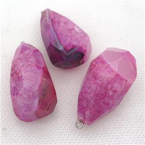 natural Agate druzy pendant, freeform, hotpink dye, approx 20-40mm [GM17255]