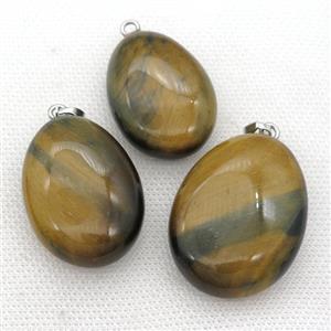 Tiger eye stone oval pendant, approx 25-40mm [GM17268]