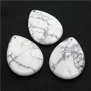 white Howlite Turquoise teardrop pendant, approx 30-40mm [GM17276]