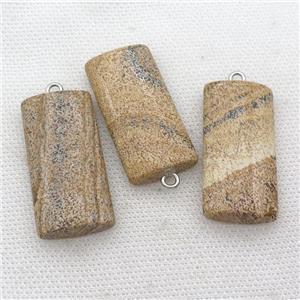 Picture Jasper rectangle pendant, approx 20-40mm [GM17280]