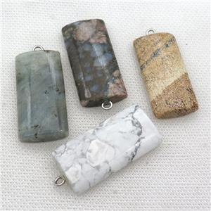 mix Gemstone rectangle pendant, approx 20-40mm [GM17281]