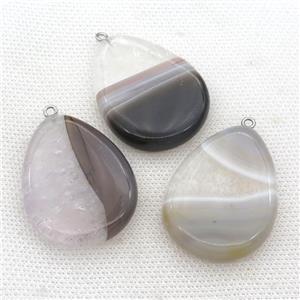 gray Agate druzy teardrop pendant, approx 30-40mm [GM17286]