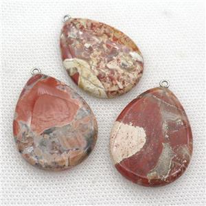 red Jasper teardrop pendant, approx 30-40mm [GM17290]