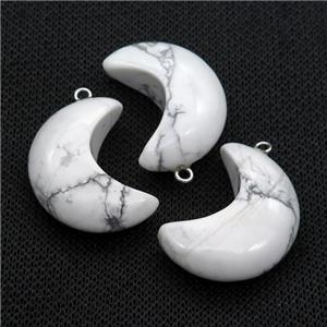 white Howlite Turquoise moon pendant, approx 14-30mm [GM17299]
