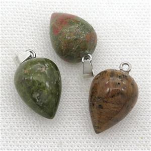 Unakite Pendulum Pendant, approx 15-20mm [GM17313]