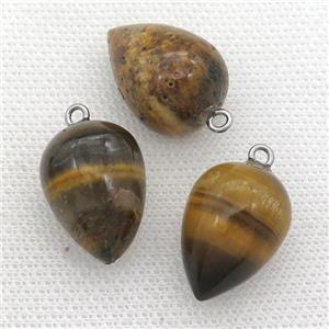 Tiger eye stone Pendulum Pendant, approx 15-20mm [GM17320]