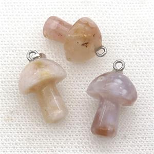 Sakura Cherry Agate mushroom pendant, approx 15-20mm [GM17325]