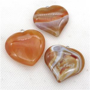 orange Agate heart pendant, approx 35-40mm [GM17339]