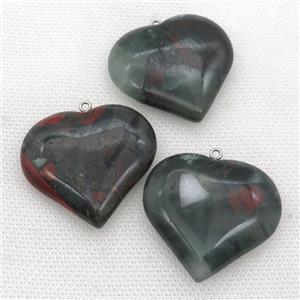 Natural African BloodStone Heart Pendant, approx 35-40mm [GM17342]