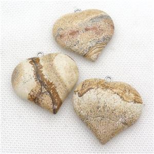 picture jasper heart pendant, approx 35-40mm [GM17347]