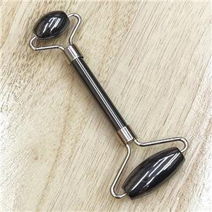 black Roller GuaSha Massage Tools, platinum plated, approx 18-40mm, 150mm length [GM17354]