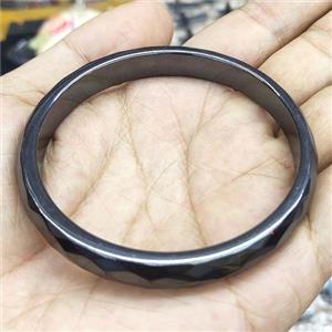 black Hematite bangle, approx 9mm, 60mm dia [GM17358]