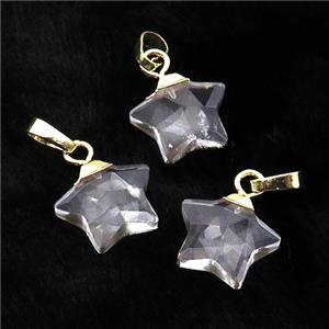 Clear Quartz star pendant, gold plated, approx 12mm [GM17362]