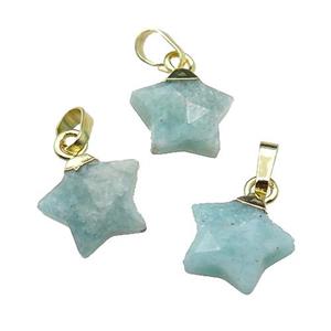 green Amazonite star pendant, gold plated, approx 12mm [GM17366]