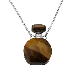 Tiger eye stone perfume bottle Necklace, approx 15-20mm [GM17372]