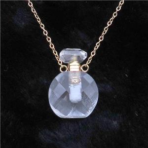 Clear Quartz perfume bottle Necklace, approx 15-20mm [GM17379]
