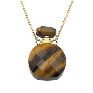 Tiger eye stone perfume bottle Necklace, approx 15-20mm [GM17380]