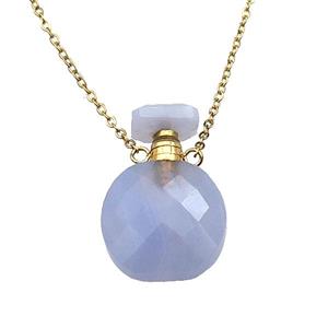 Blue Lace Agate perfume bottle Necklace, approx 15-20mm [GM17384]