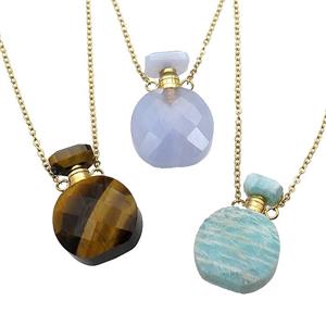 mix Gemstone perfume bottle Necklace, approx 15-20mm [GM17386]