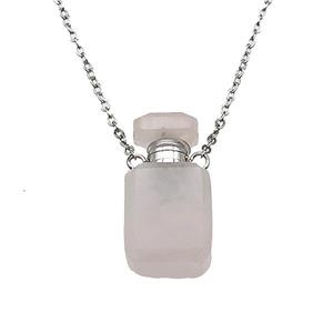 pink Rose Quartz perfume bottle Necklace, approx 10-20mm [GM17388]