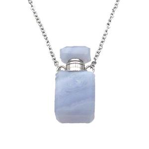 Blue Lace Agate perfume bottle Necklace, approx 10-20mm [GM17392]