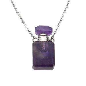 Amethyst perfume bottle Necklace, approx 10-20mm [GM17397]