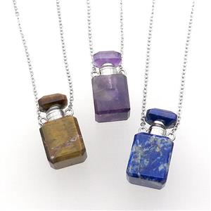 mixed Gemstone perfume bottle Necklace, approx 10-20mm [GM17398]