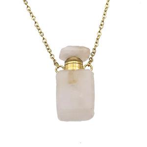 pink Rose Quartz perfume bottle Necklace, approx 10-20mm [GM17400]