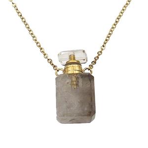 Smoky Quartz perfume bottle Necklace, approx 10-20mm [GM17402]