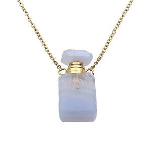 Blue Lace Agate perfume bottle Necklace, approx 10-20mm [GM17405]