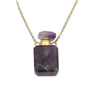 Amethyst perfume bottle Necklace, approx 10-20mm [GM17407]