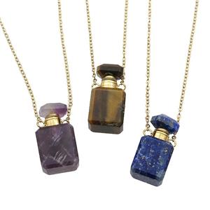 mixed Gemstone perfume bottle Necklace, approx 10-20mm [GM17410]