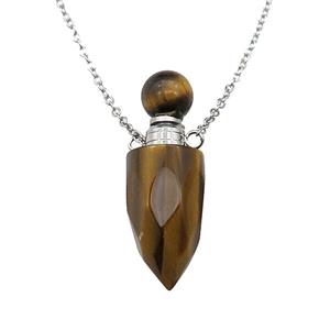 Tiger eye stone perfume bottle Necklace, approx 9-28mm [GM17413]