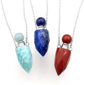 mix Gemstone perfume bottle bullet Necklace, approx 9-28mm [GM17420]