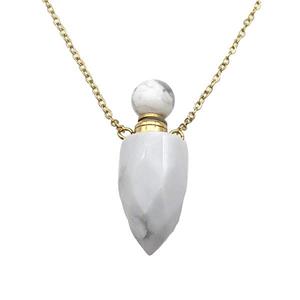 white Howlite Turquoise perfume bottle Necklace, approx 9-28mm [GM17424]