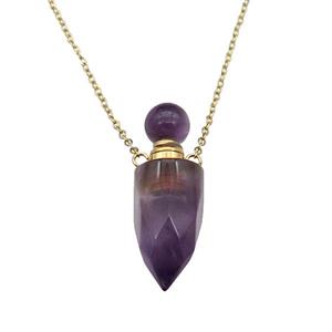 purple Amethyst perfume bottle Necklace, approx 9-28mm [GM17428]