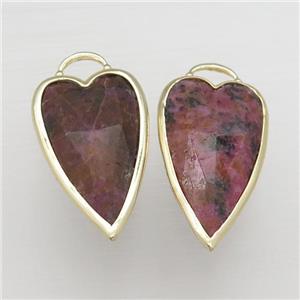 red Rhodonite arrowhead pendant gold plated, approx 20-35mm [GM17433]