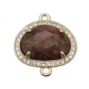 Rhodonite teardrop connector gold plated, approx 14-17mm [GM17444]