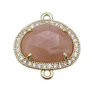 peach Sunstone connector gold plated, approx 14-17mm [GM17446]