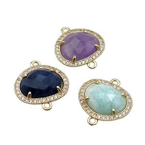 mix Gemstone teardrop connector gold plated, approx 14-17mm [GM17448]