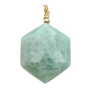 Green Amazonite Hexagon Pendant, approx 20mm [GM17449]