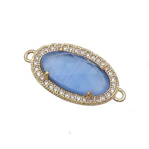Blue Cat Eye Stone Connector Oval Gold Plated, approx 12-19mm [GM17455]
