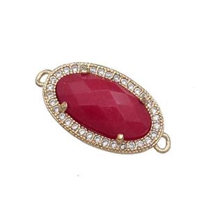 Red Dye Jade Connector Oval Gold Plated, approx 12-19mm [GM17456]
