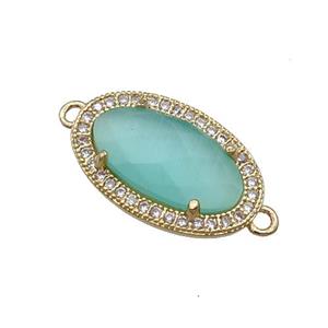Green Cat Eye Stone Connector Oval Gold Plated, approx 12-19mm [GM17457]