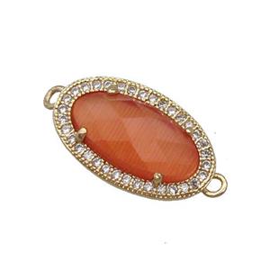 Orange Cat Eye Stone Connector Oval Gold Plated, approx 12-19mm [GM17458]