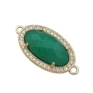 Green Dye Jade Connector Oval Gold Plated, approx 12-19mm [GM17459]