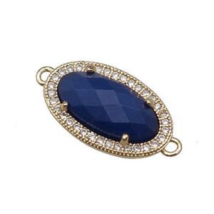 Blue Dye Jade Connector Oval Gold Plated, approx 12-19mm [GM17460]