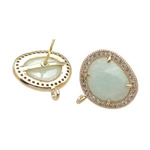 Green Amazonite Stud Earring With Loop Potato Gold Plated, approx 15-18mm [GM17486]