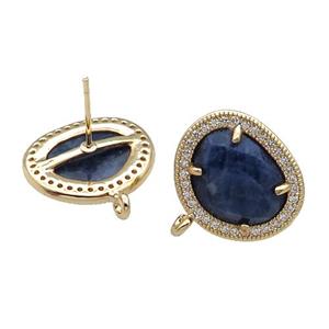 Blue Sodalite Stud Earring With Loop Potato Gold Plated, approx 15-18mm [GM17490]