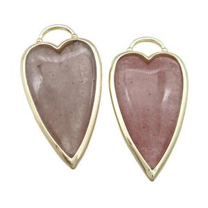 Pink Strawberry Quartz Arrowhead Pendant Gold Plated, approx 18-35mm [GM17498]